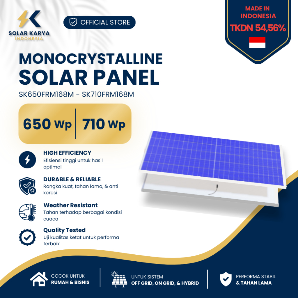 Solar Panel Surya Monocrystalline 650 WP - 710 WP - 720 WP Solar Karya Indonesia