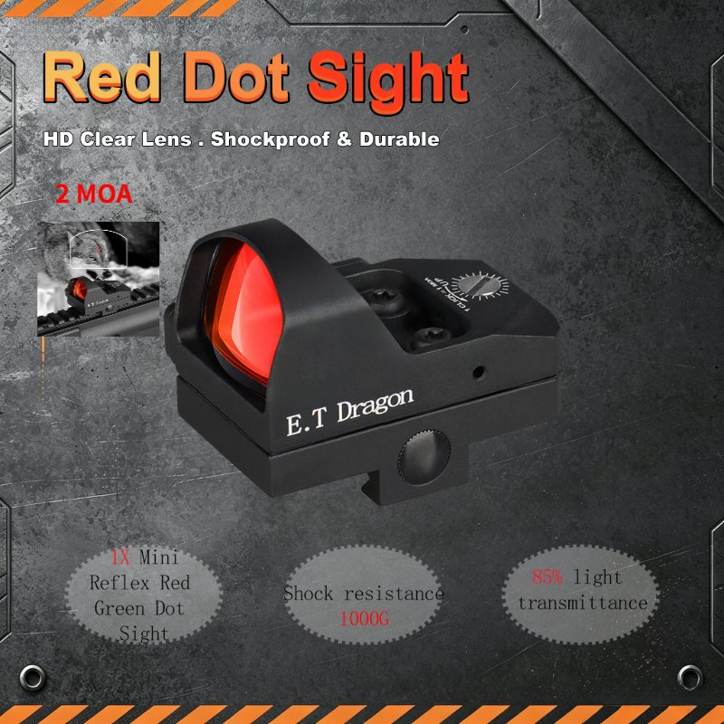YSS E.T Dragon 2 MOA Manual Control Red Dot Sight Kompatibel dengan RMR Footprint dan Picatinny Moun