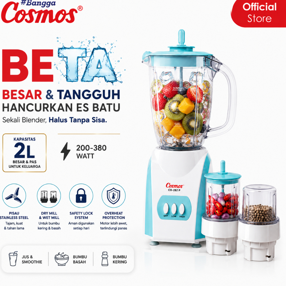 Cosmos Blender - Big Capacity- Beta series - CB-282 P - 2 liter
