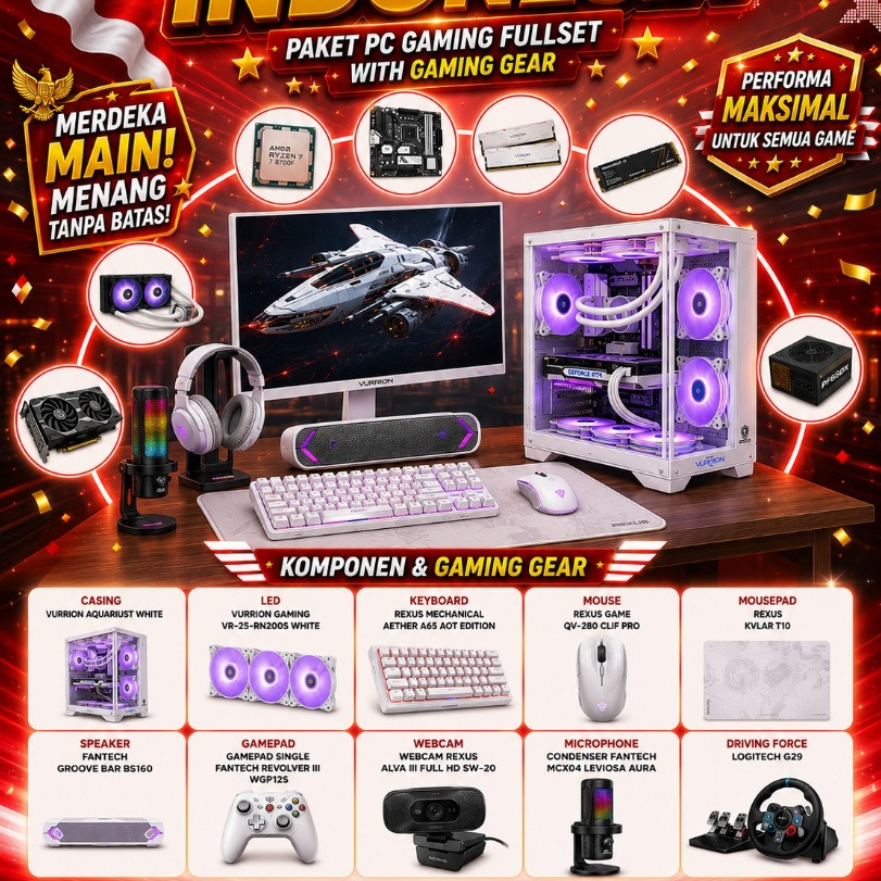 PC GAMING RAKITAN FULL SET + PHERIPHERAL GAMING GEAR PREMIUM