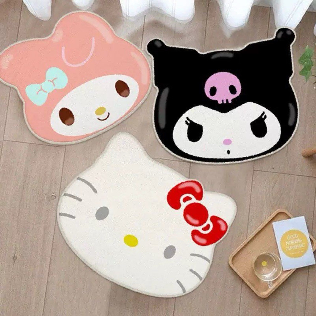 [PREORDER] Karpet Kuromi & My Melody Faux Cashmere | Karpet Kamar Tidur Lembut Anti Slip