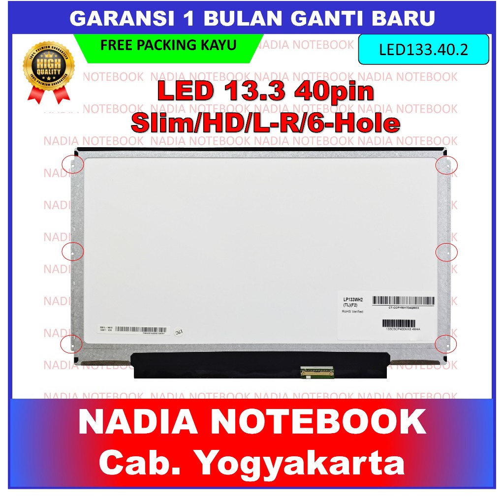 LCD LED Dell E4300 13.3 13 inch 40 Pin 40pin Slim HD Bracket Kuping Baut Samping Pinggir Kanan Kiri 