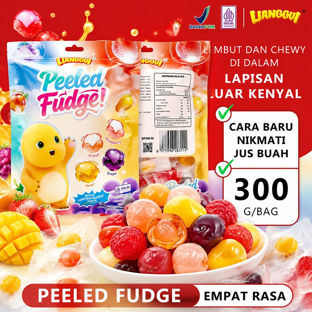 LIANGGUI HALAL Permen Buah Kupas Permen Lunak Viral Aneka Rasa Buah Permen Lunak Enak
