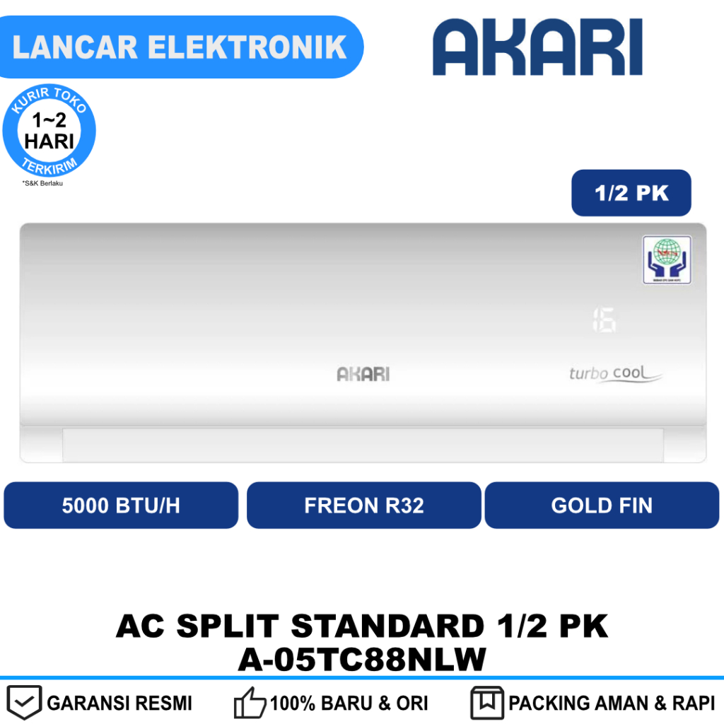 AC 1/2 PK Akari Split Standard A-05TC88NLW - R32, Gold Fin