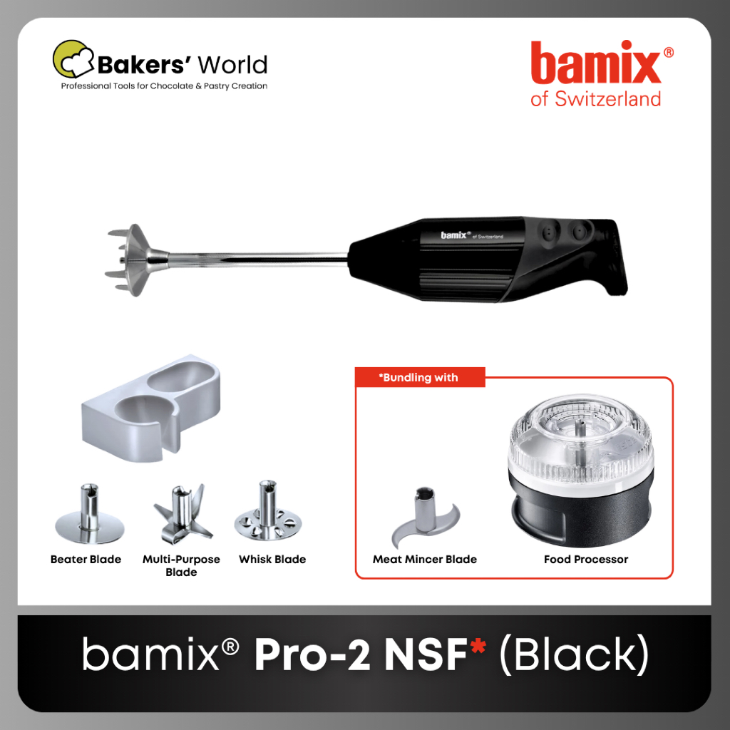Bamix Pro 2 (Black) - Bundling with Bamix Food Processor & Meat Mincer Blade