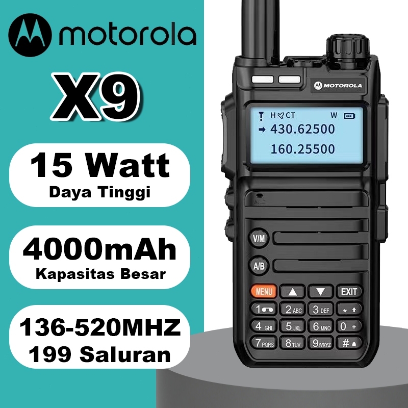 HT Motorola X9 Handy Talkie HT Profesional Jangkauan 20KM Baterai 4000mAh Tahan Lama Dual Band VHF U