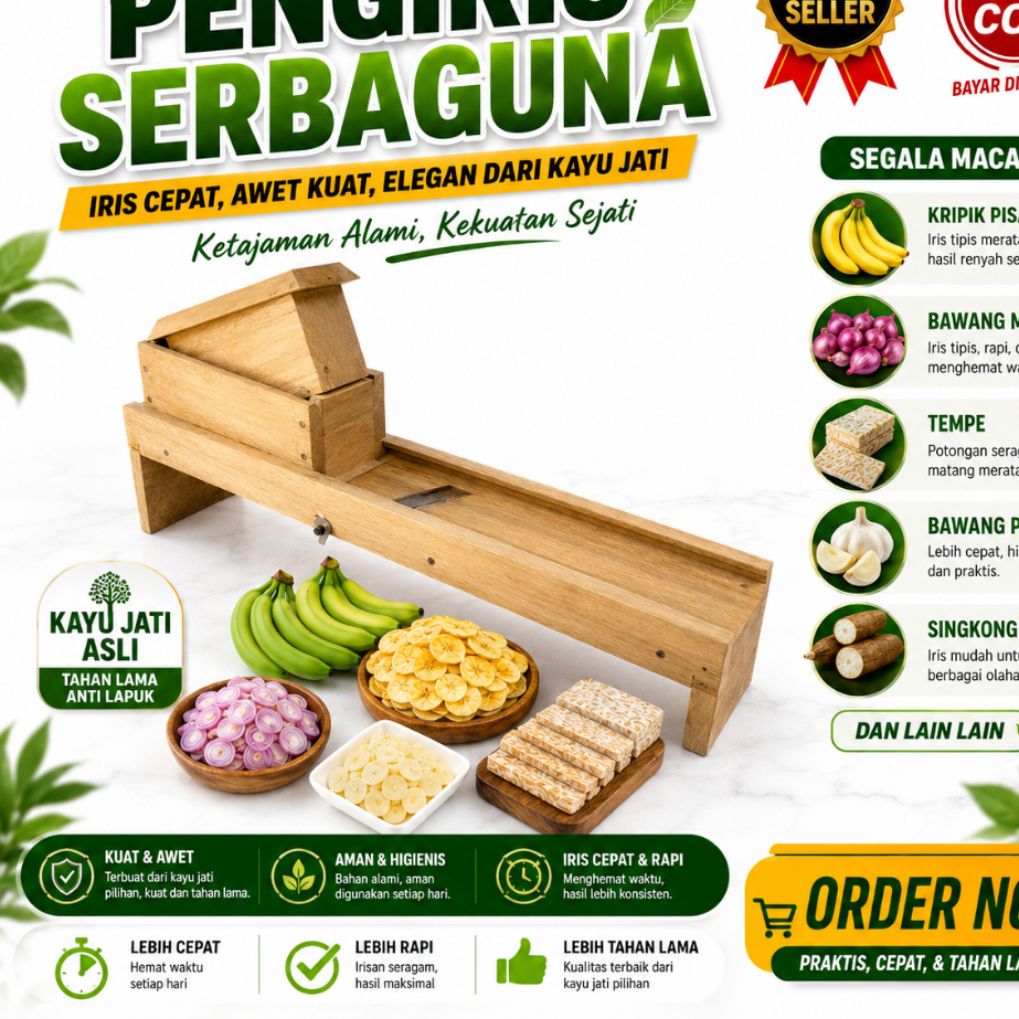 alat pengiris bawang merah kayu jati asli