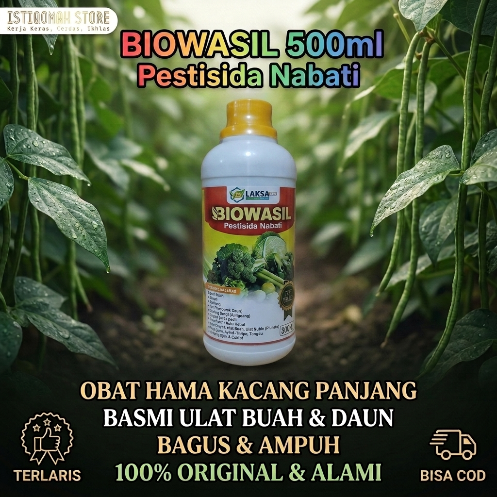 BIOWASIL 500ml Pestisida Nabati Obat Hama Penyakit Ulat pada Buah dan Daun Tanaman Kacang Panjang ya