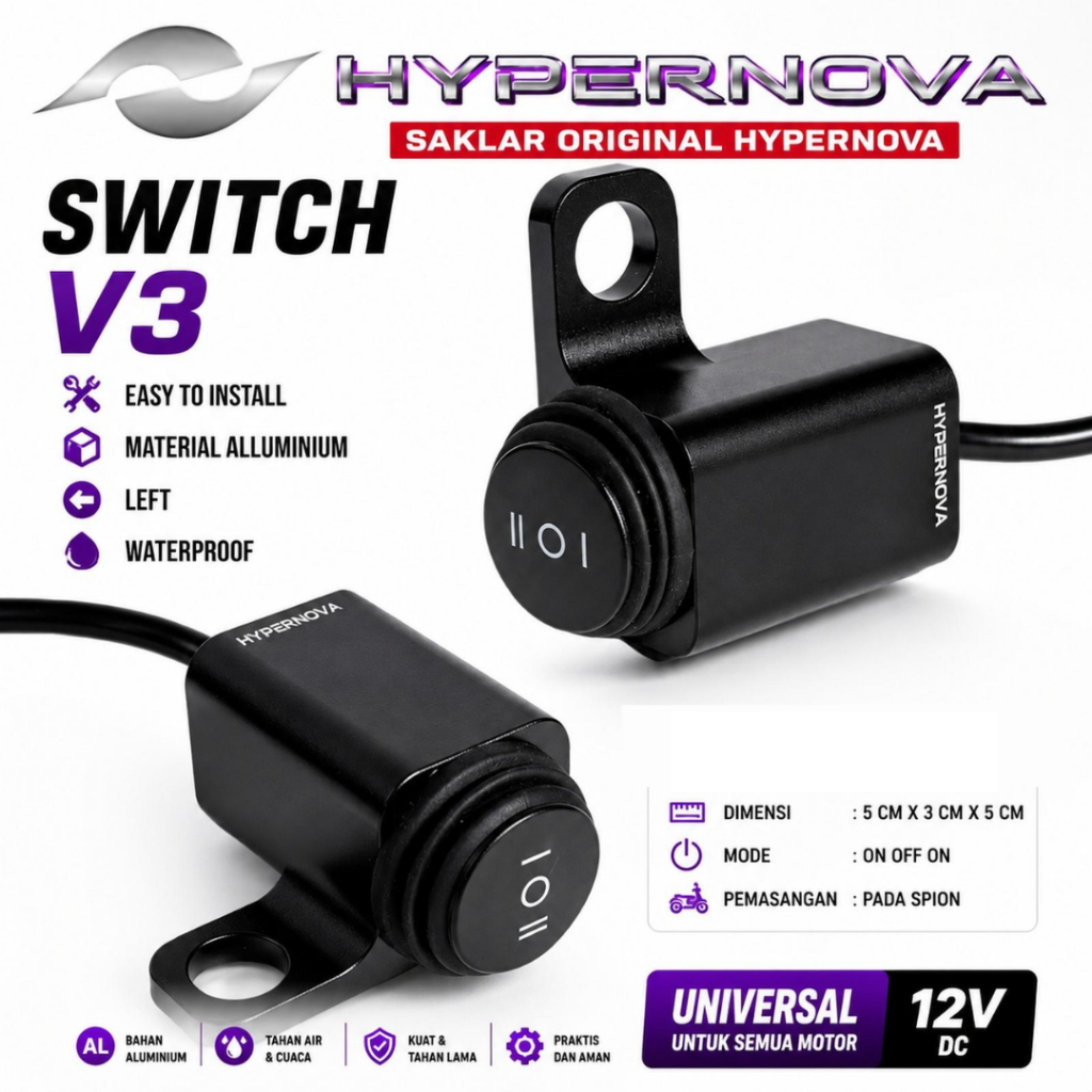 HYPERNOVA - ORIGINAL SAKLAR SWITCH V3 LAMPU UNIVERSAL HYPERNOVA ON OFF ON SAKLAR MINI LASER HRX1 HRX