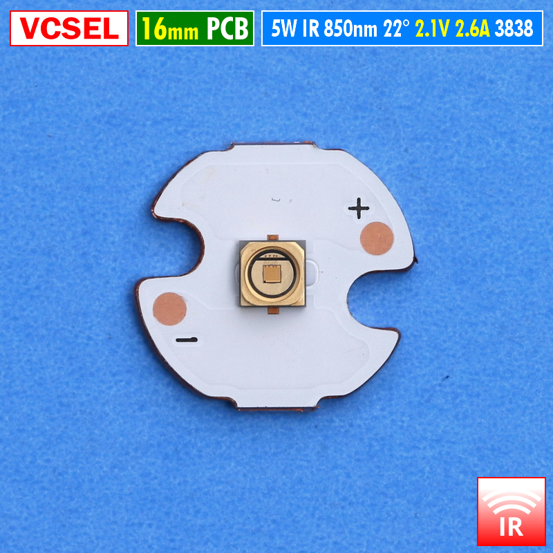 VCSEL 5W 850nm InfraRed 16mm Mata Lampu LED IR Laser 2V Senter IR NVR Kamera Malam CCTV Night Vision