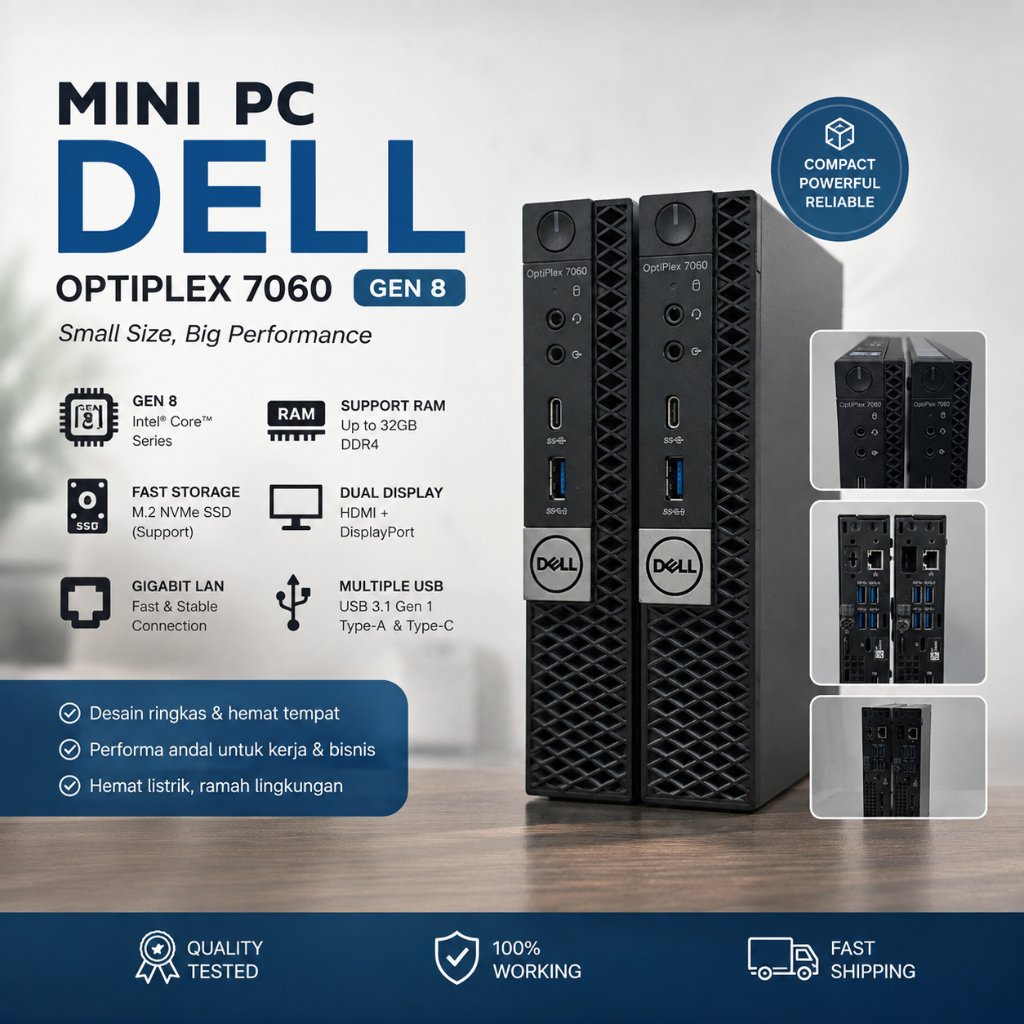MINI PC DELL OPTIPLEX 7060 BAREBONE (KOSONGAN) SUPPORT GEN 8