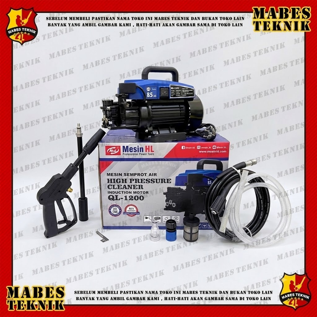 MESIN CUCI MOBIL MOTOR HL / ALAT STEAM JET CLEANER H&L QL 1200 / HIGH PRESSURE WASHER H&L HL QL1200 