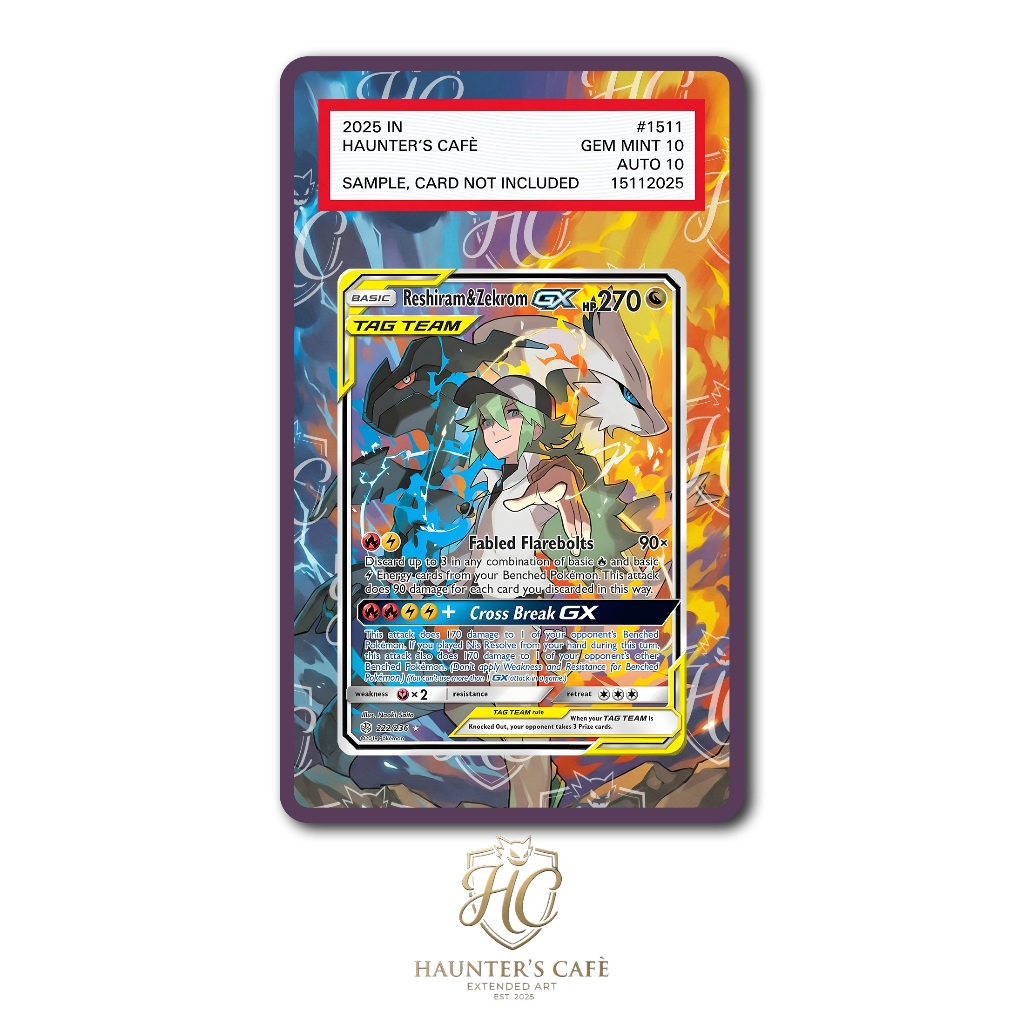 Reshiram & Zekrom GX #222 Pokemon Cosmic Eclipse (Custom Extended Art)