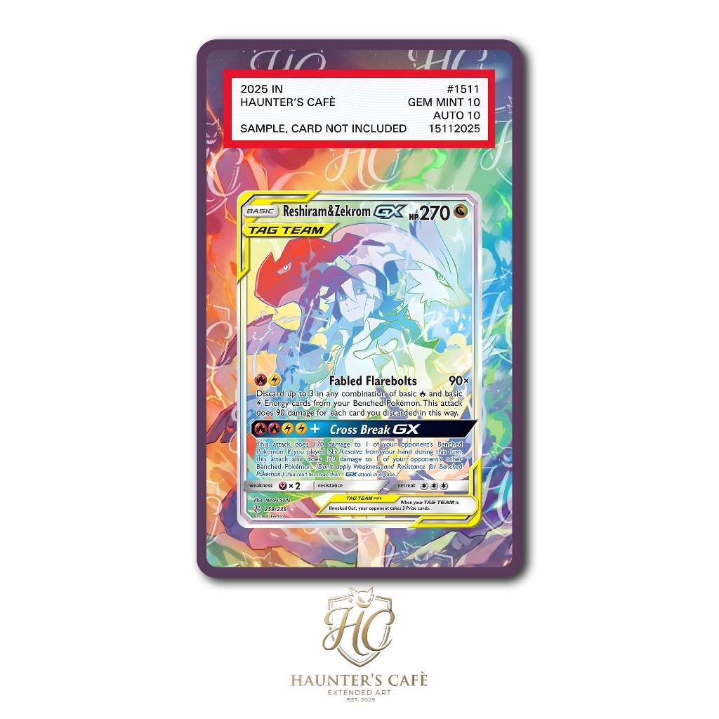 Reshiram & Zekrom GX #259 Pokemon Cosmic Eclipse (Custom Extended Art)
