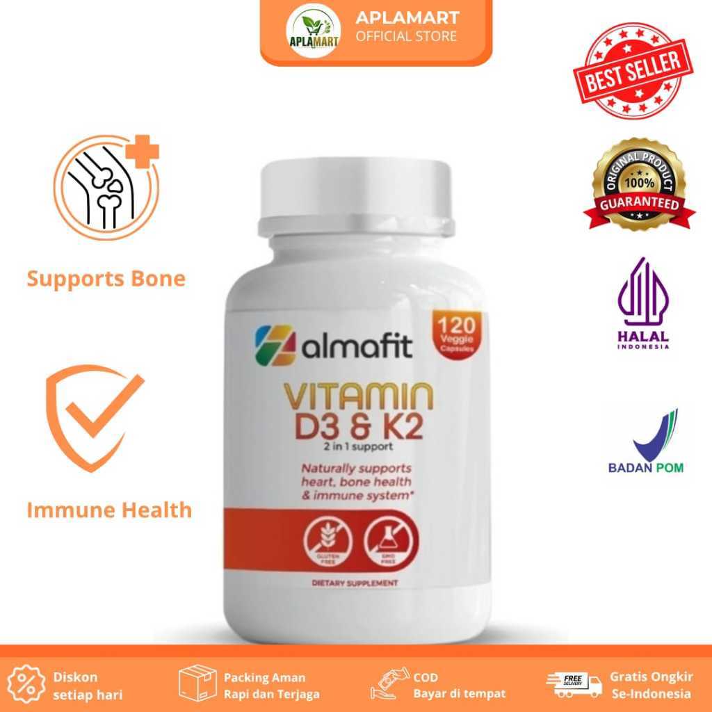 Almafit Vitamin D3 K2 5000 iu 120 Capsule 2 In 1 Support Naturally Supports Menjaga Kesehatan Tubuh
