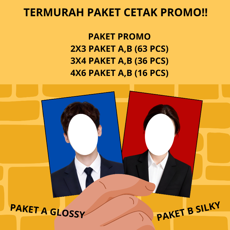 Paket Cetak Pas Foto Lamaran Kerja Murah 2x3.3x4.4x6 (Jasa cetak foto lamaran kerja)
