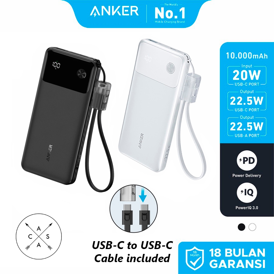 ANKER POWERBANK 10.000 MAH 22.5W + KABEL TYPE C TO C - A1388