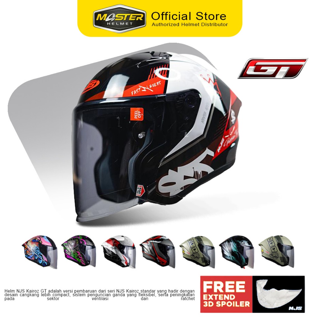 NJS Kairoz GT MOTIF Series Single visor - Half Face Helm njs gt