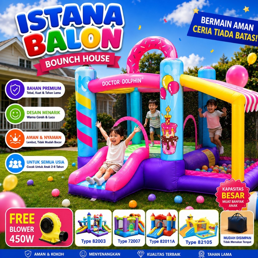 Istana Balon Rumah Bouncy Castle Balloon Bouncer Balon Happy Birthday Istana Balon Perosotan Anak In