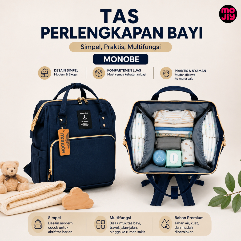 Tas Ransel Bayi Diaper Bag Multifungsi - MONOBE