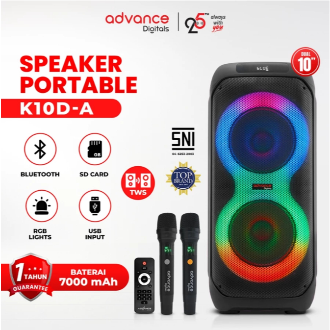 Advance KV-6270/K10D-A/KS1221 2 MIC/KS2615/K8D-E/K1512/K8D-C Speaker Portable with Mic Wireless Spea
