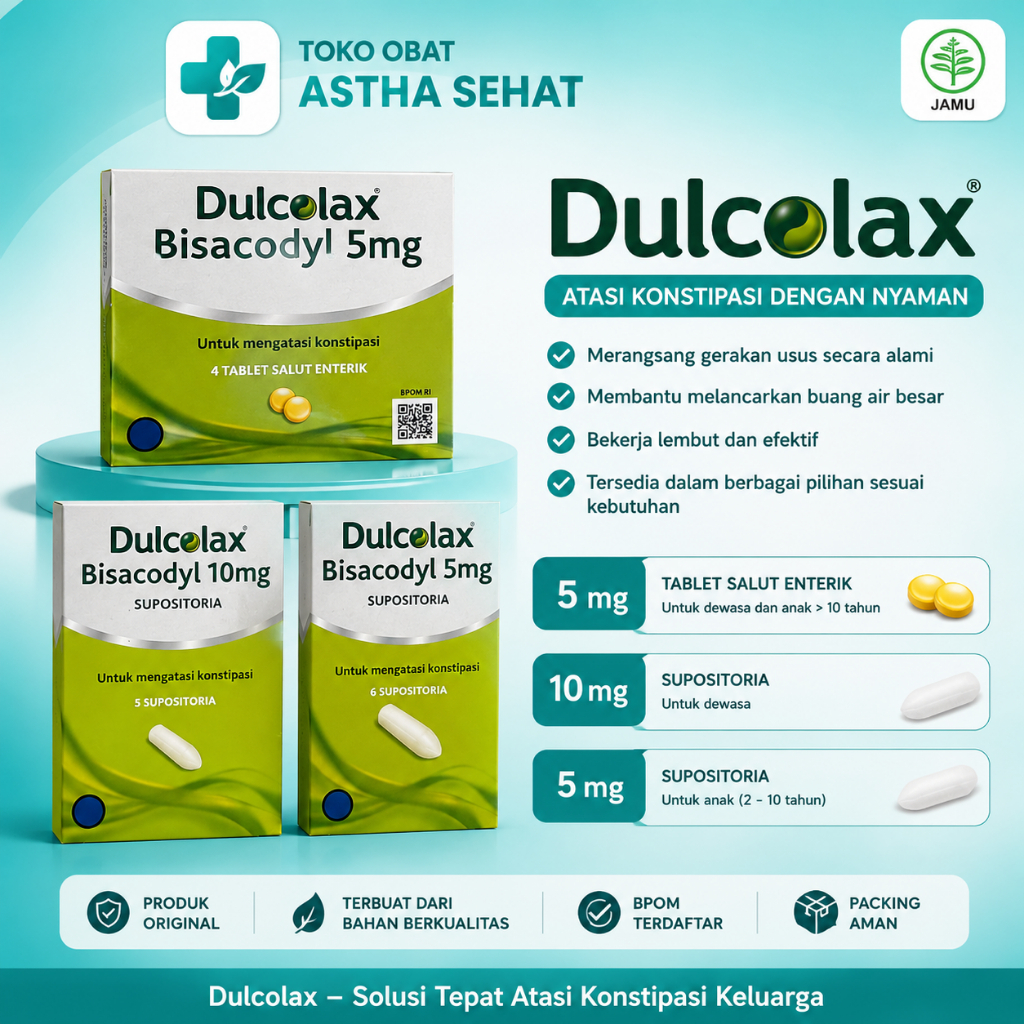DULCOLAX 5MG- DULCOLAX SUPOSITORIA 10MG DEWASA & DULCOLAX SUPOSITORIA ANAK 5MG