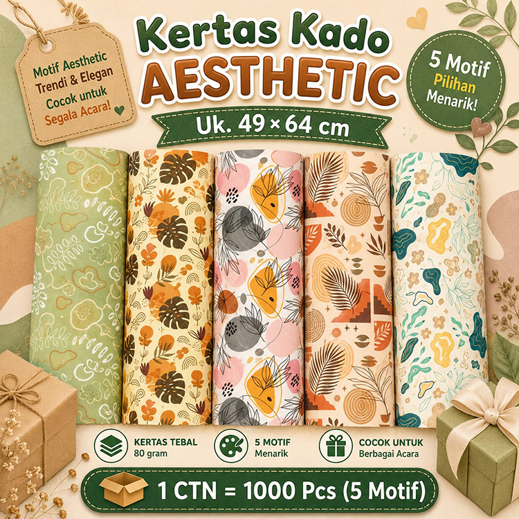 Kertas Kado AESTHETIC, kertas kado motif, kertas kado ulang tahun, kertas kado motif aesthetic
