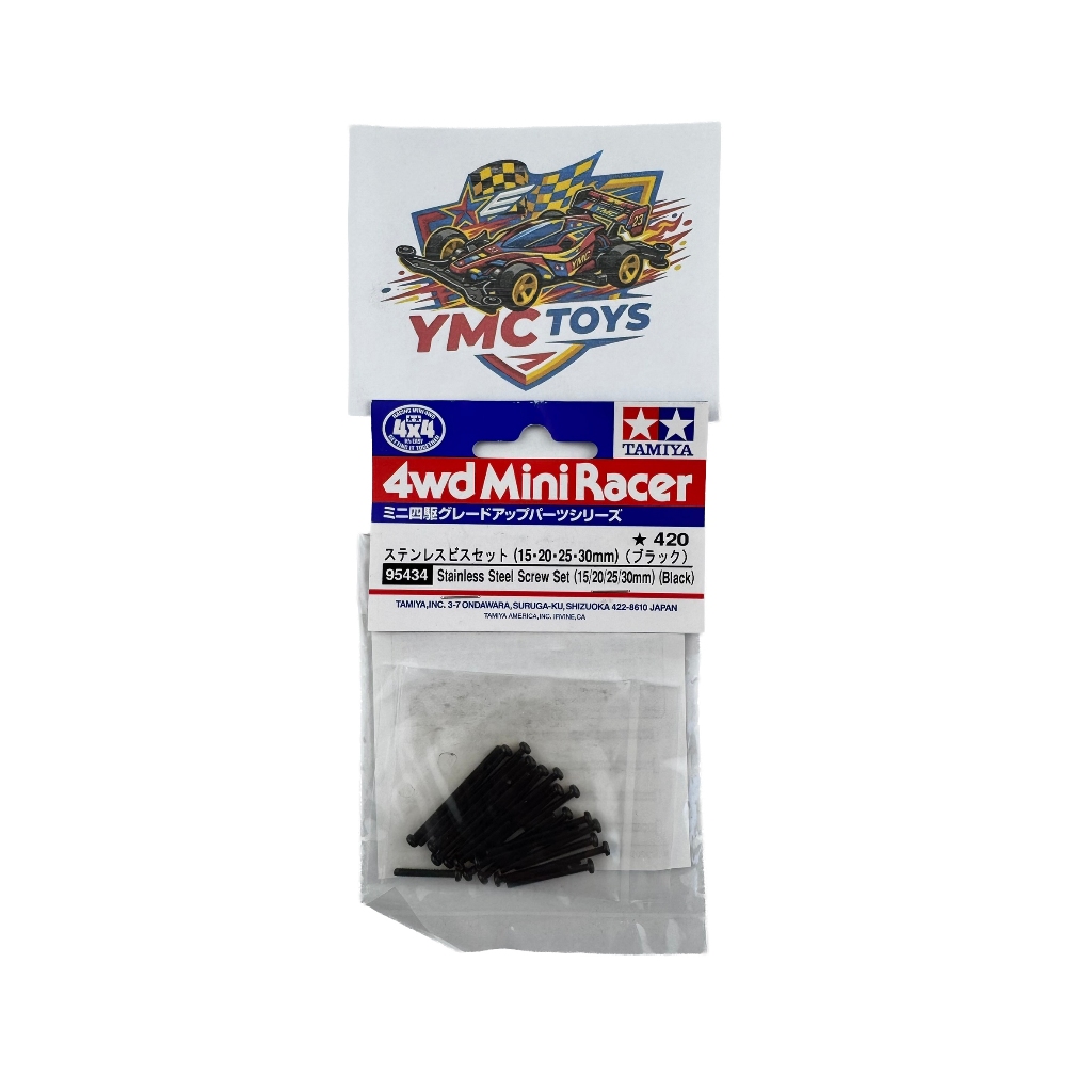 TAMIYA 95434 STAINLESS STEEL SCREW SET (15/20/25/30MM) (BLACK)