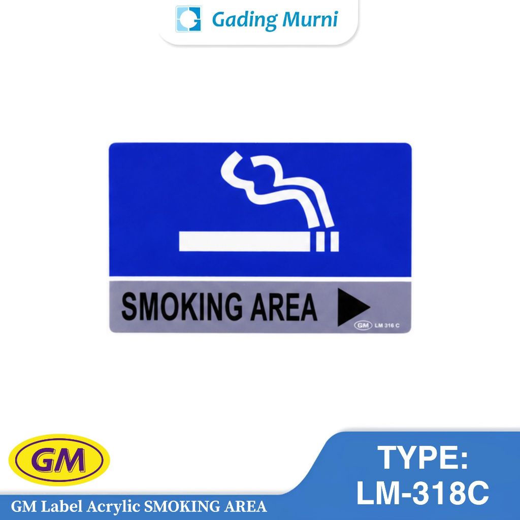 GM Label Acrylic LM-318C SMOKING AREA 10x16 cm | Sign Acrylic | Area Merokok | Smoking Sign | Papan 