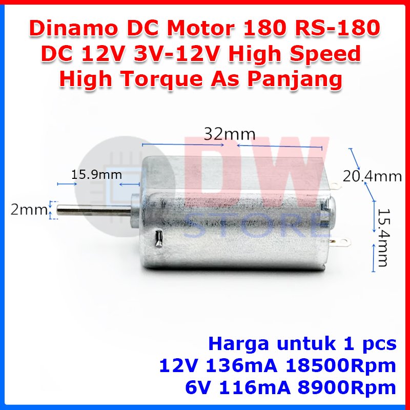 Dinamo DC Motor RS180 RS-180 180 DC 12V 5V-12V High Speed RPM High Torque