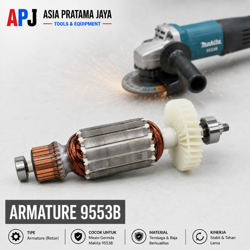 Sparepart Armature Mesin Gerinda Tangan MAKITA 9553B / 9553 B / Angker Dinamo Gurinda MAKITA 9553 B 