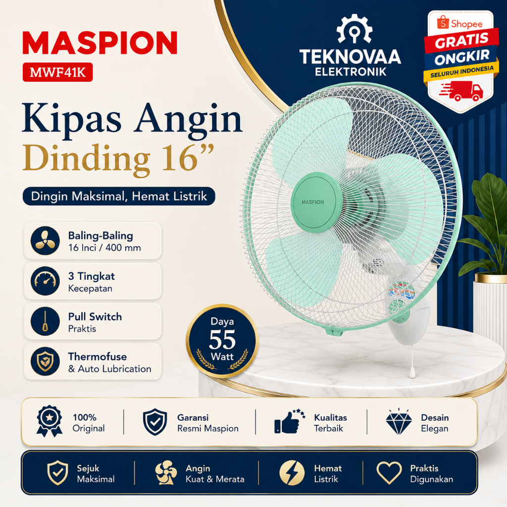 MASPION KIPAS DINDING MWF 41K KIPAS ANGIN/MWF41K/MWF-41K/MWF 41K/ORIGINAL MASPION/BERGARANSI RESMI