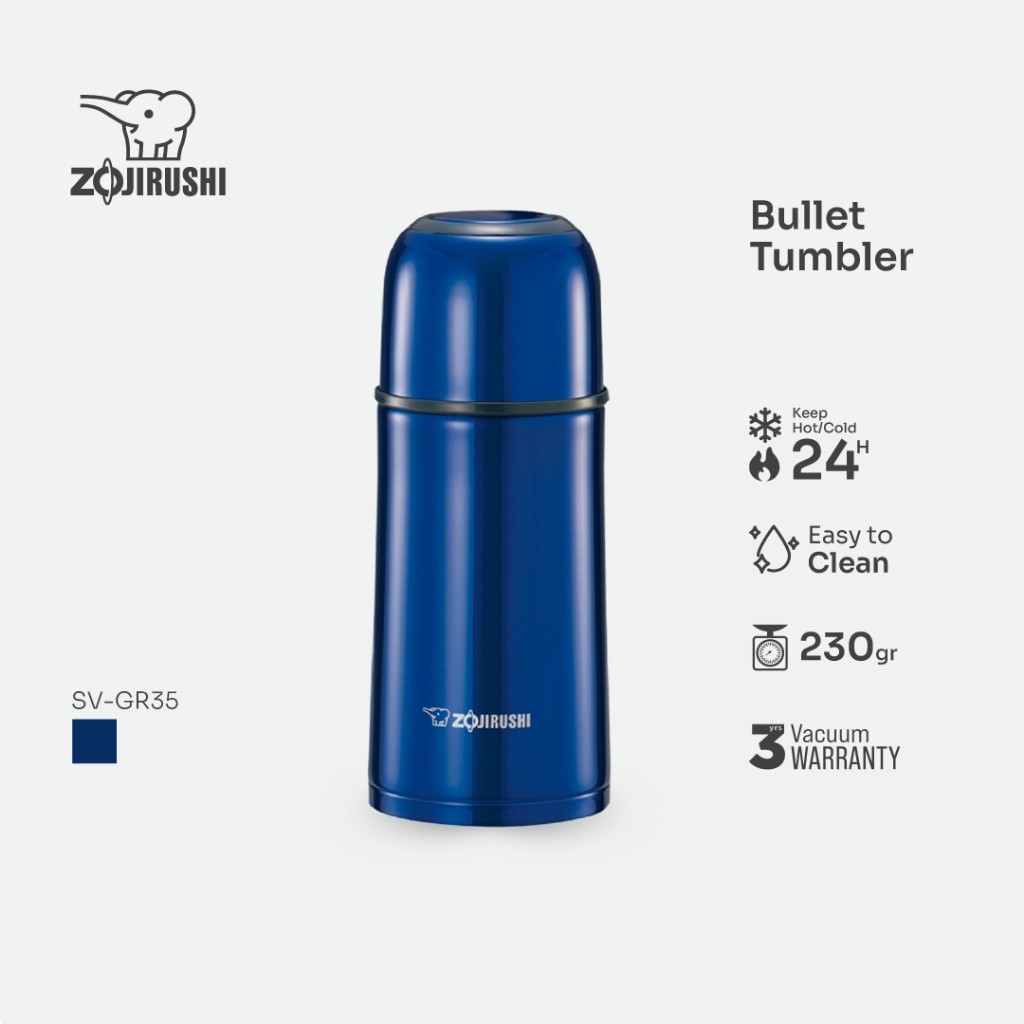 Zojirushi SV-GR35 AA Vacuum Bottle Termos Air Panas - 350 mL [Biru Tua]