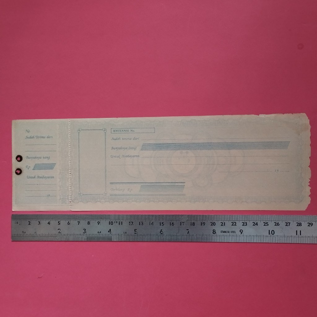 Kwitansi Kosongan Tahun 1990 an Medium BBG M001