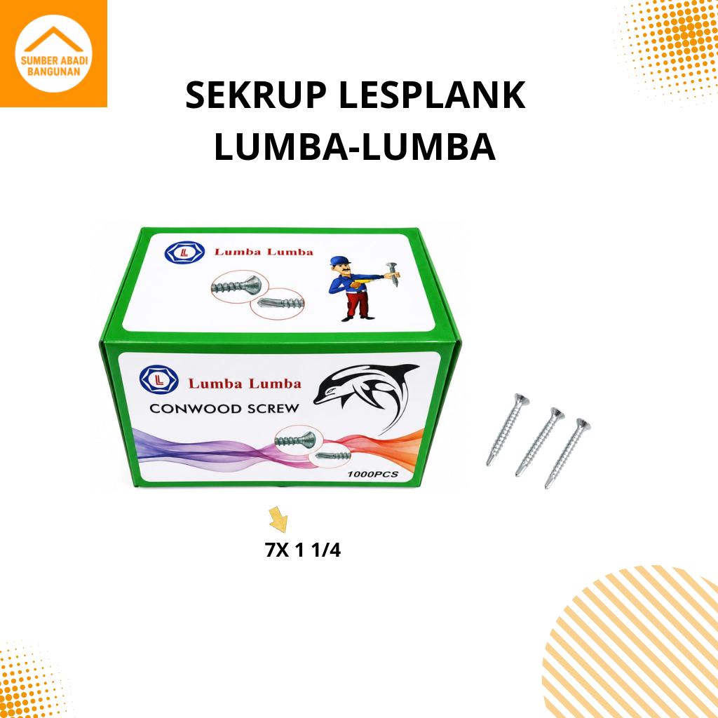 Sekrup Lisplang Lumba Lumba 7 x 1 1/4 Per Dus Isi 1000 Pcs - Conwood Screw GRC Board Baut Lisplang F