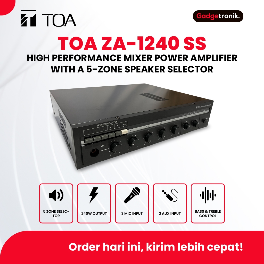 AMPLI TOA ZA-1240 SS 5 ZONE SELECTOR 240W ORIGINAL / TOA AMPLIFIER ZA 1240 SS 240 WATT 5 SELECTOR