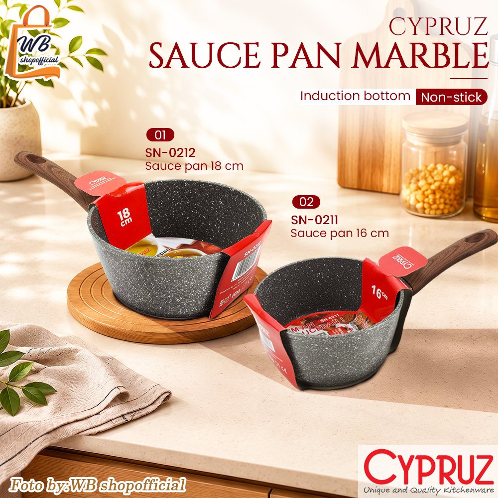 panci penggorengan marble induksi 16/18cm/ sauce pan CYPRUZ SN-0211/ SN0212
