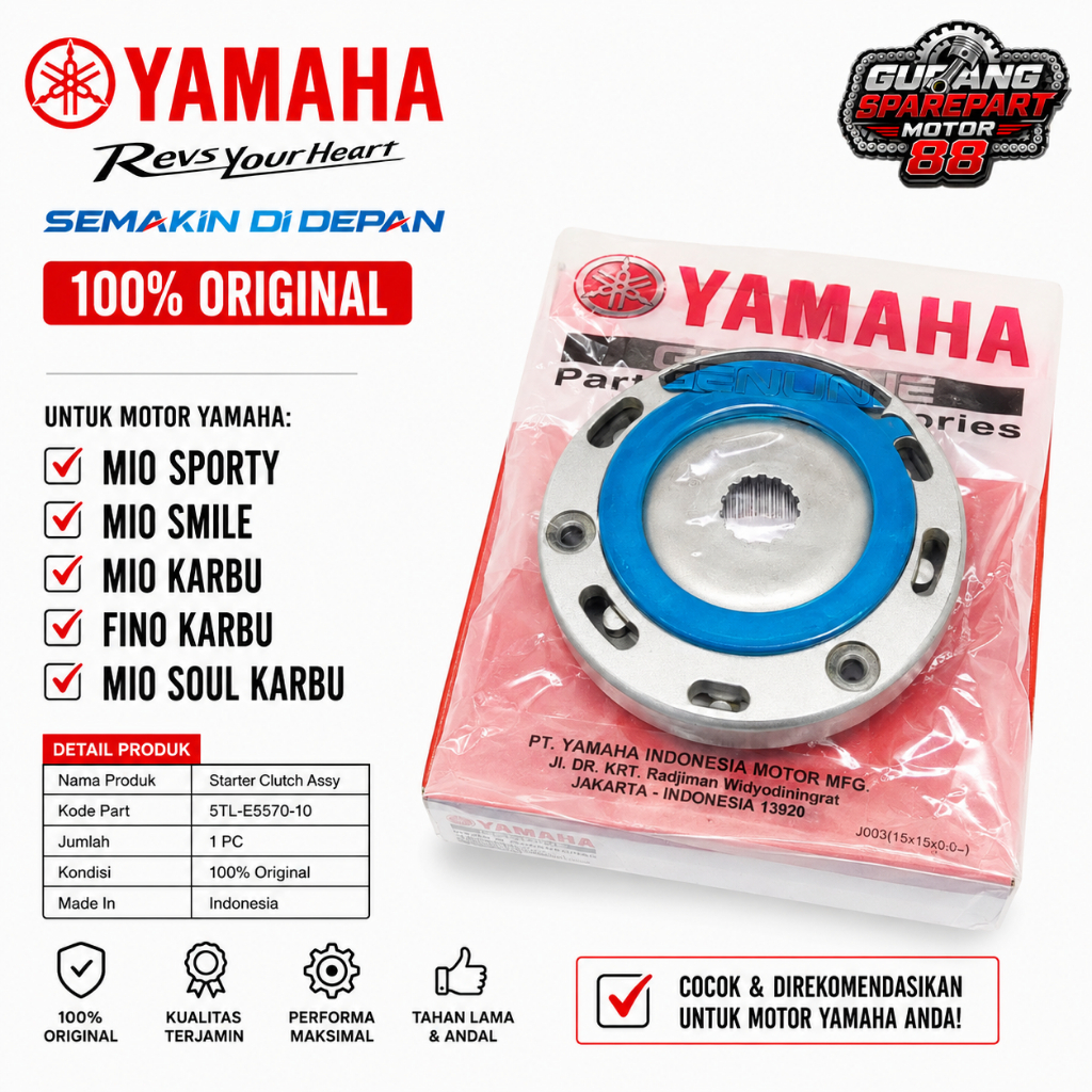 5VV-E5570-00 ORIGINAL ONEWAY ASSY STARTER RUMAH PELOR STARTER 5VV YAMAHA MIO KARBU MIO SMILE MIO SPO