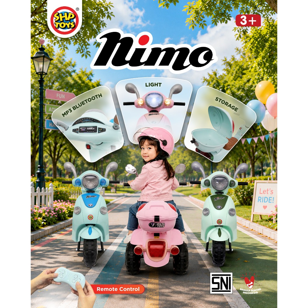 Mainan Motor Aki Anak Motor Aki Volta 5038 Nimo Bisa Remote Control - Pink