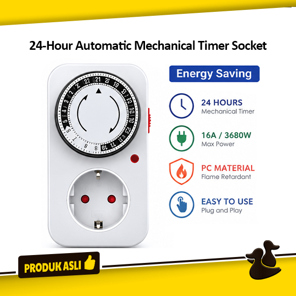 24-Hour Automatic Mechanical Timer Socket Stop Kontak Timer Listrik Otomatis On/Off untuk Aquarium L
