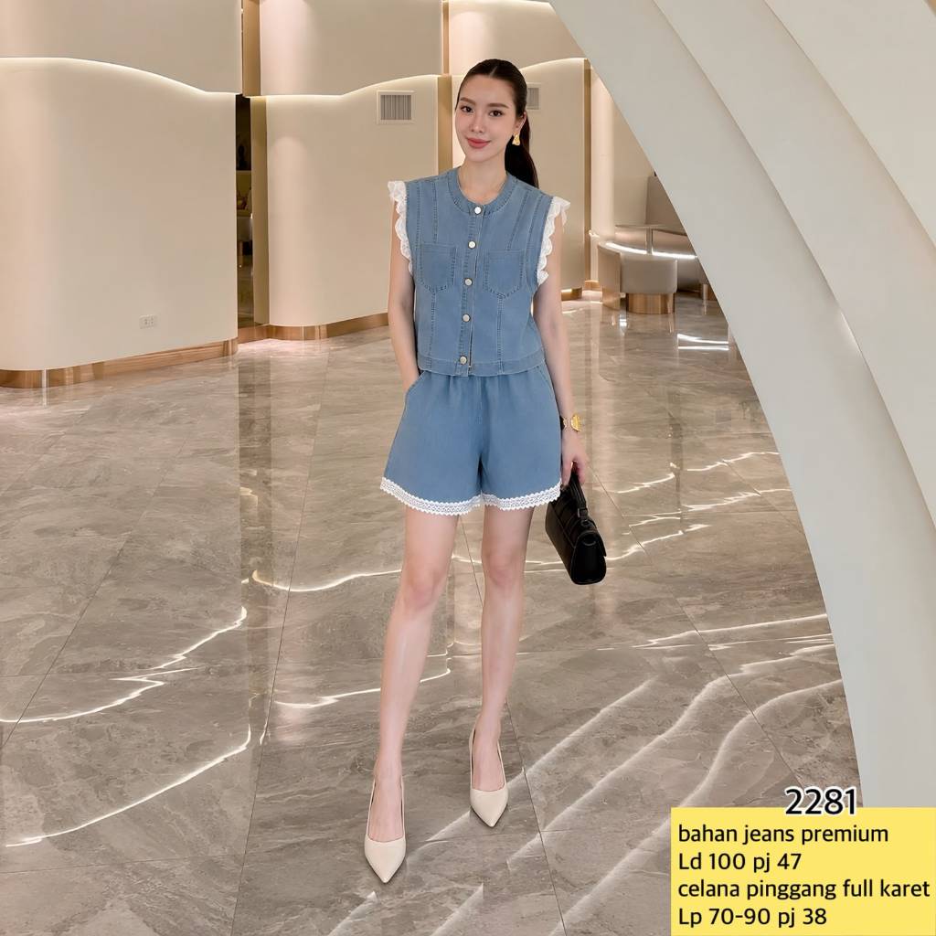 Setelan Celana Pendek Import Wanita Set Wanita Fashion Kekinian Oufit Set Import Jeans Setelan Jeans