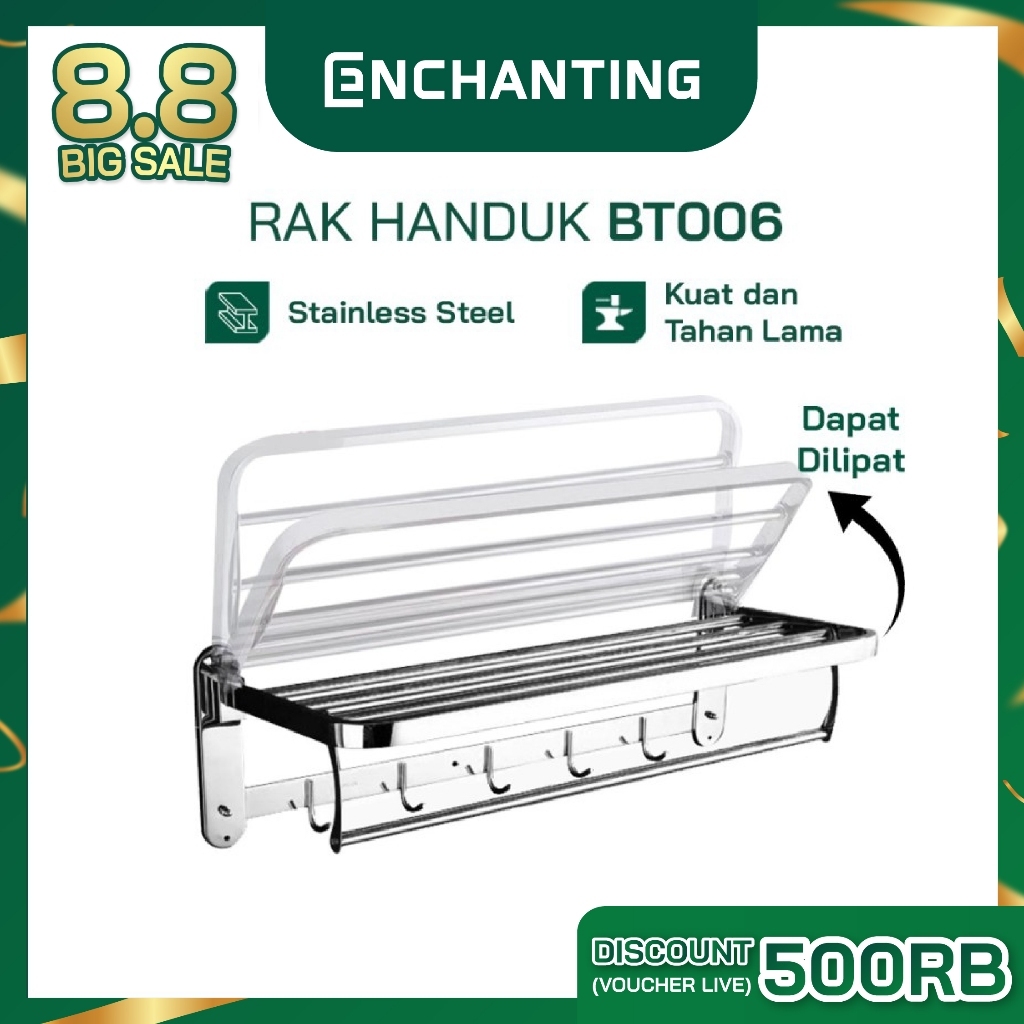 Rak Handuk Lipat Kamar Mandi Europe Enchanting BT006 Stainless Anti Karat