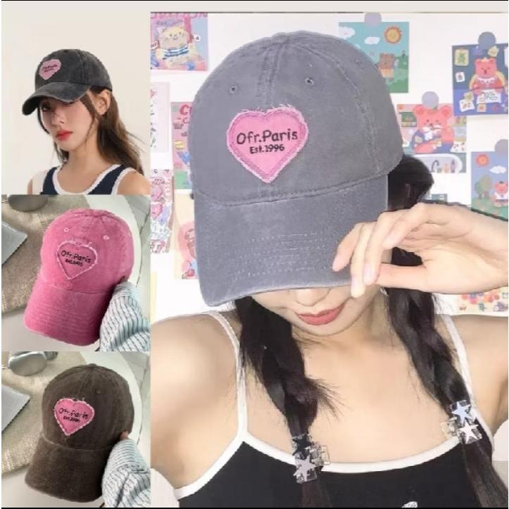 Topi Wanita Gaya Retro - Topi Baseball Bordir Hati Estetik - Aksesoris Pelengkap Outfit