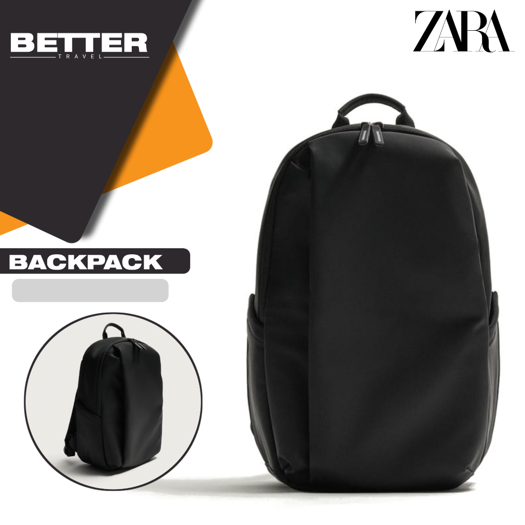 ZARA tas ransel pria kantor kuliah sekolah backpack kasual formal full black