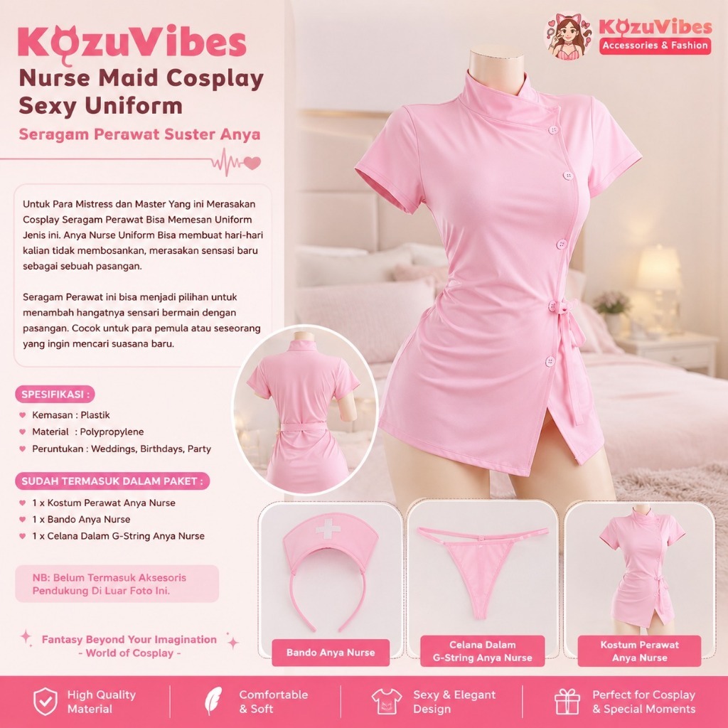 Kozuvibes Nurse Maid Cosplay Sexy Uniform Seragam Perawat Suster Anya