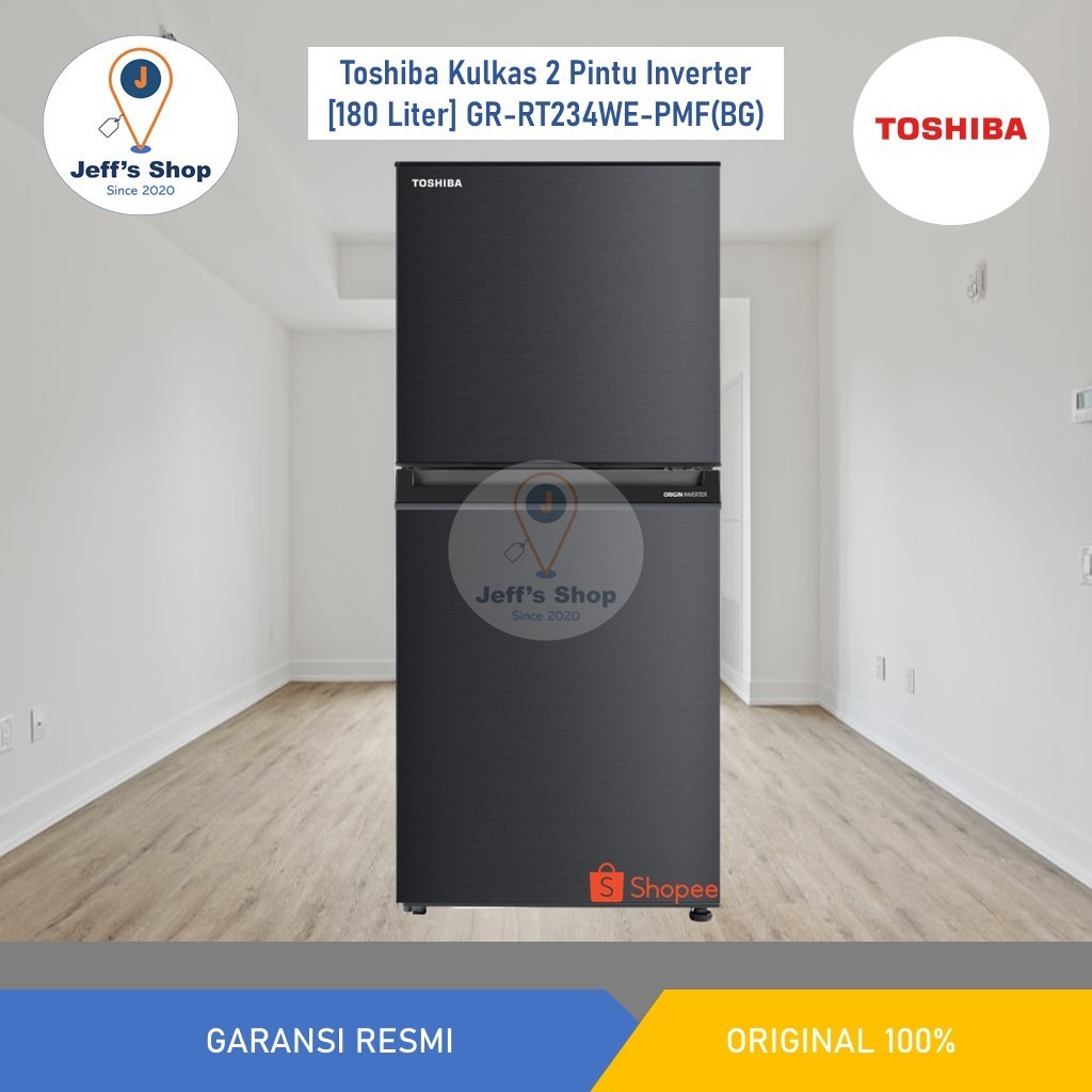 Toshiba Kulkas 2 Pintu [180 Liter] GR RT234WE PMF(BG) - PureBIO - Origin Inverter - 61 L Freezer - M