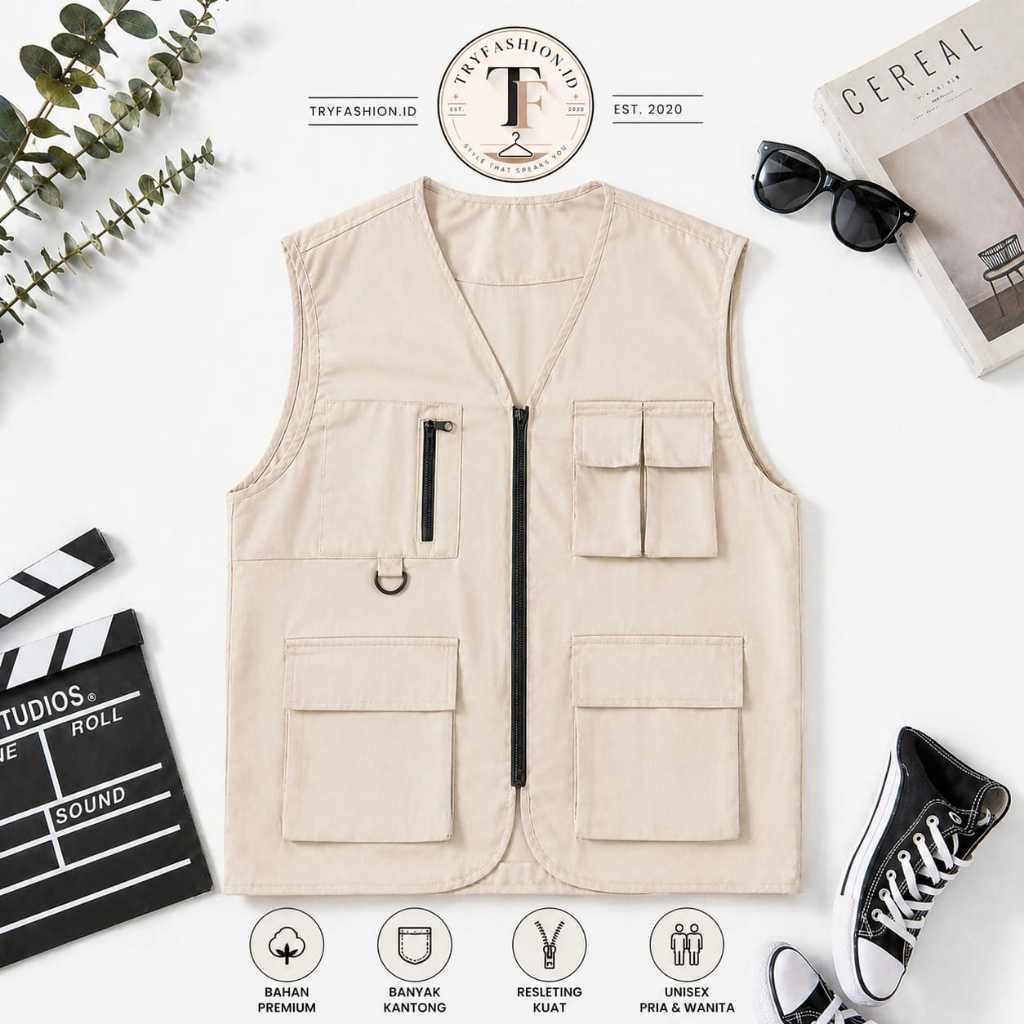 Rompi Vest Cargo Casual Multifungsi & Stylish Unisex - Vest Cargo Simple