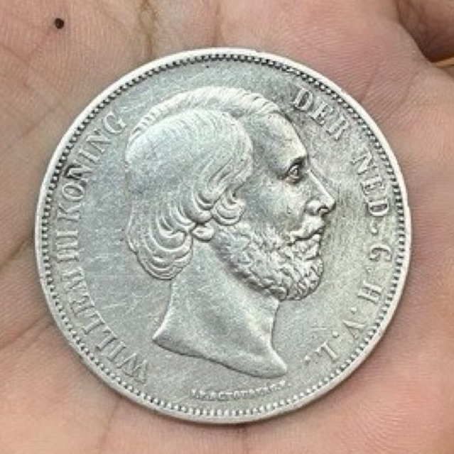 1pc perak koin willem III koning tahun 1874 original