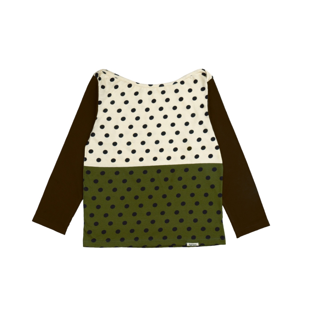 Pattero - Kaos Wanita Boatneck Tee Autumn Two Tone Long Sleeve Tee