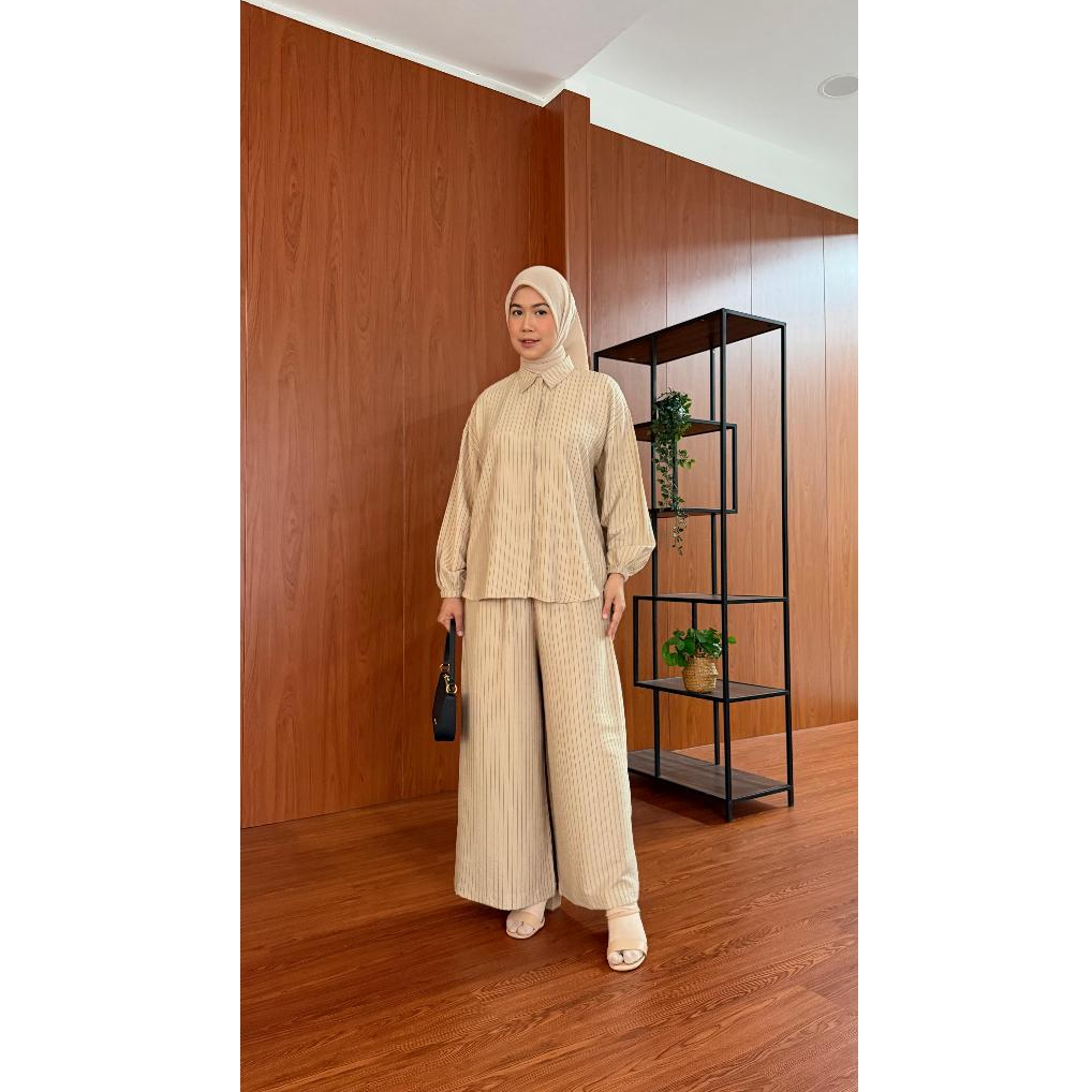ONE SET KULOT KATUN VISCOSE SALUR / BAJU WANITA MUSLIM/ WARNA DIABI ADIBA/ GROSIR TANAH ABANG